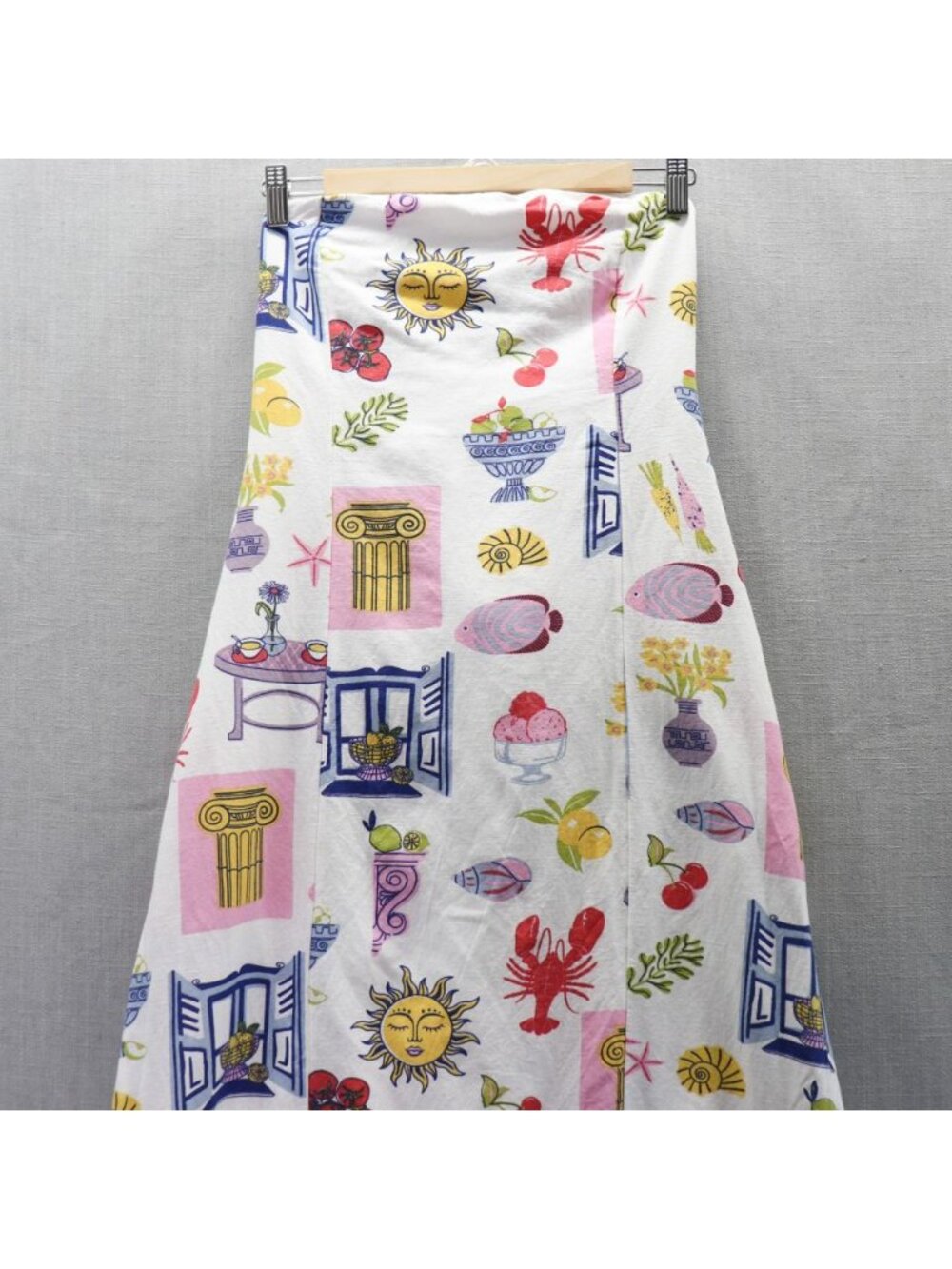 Japna Mediterranean Tile Print Dress Medium Strapless Tie Back Ciao Lobster Sun - Picture 4 of 15